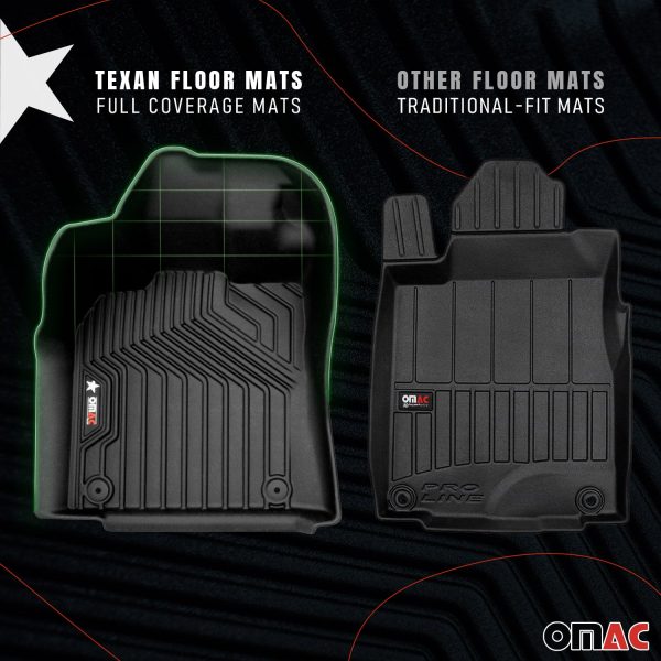 2021-2025 Cadillac Escalade Premium Floor Mats Liners First and Second Row Set Black For Cheap - Image 3