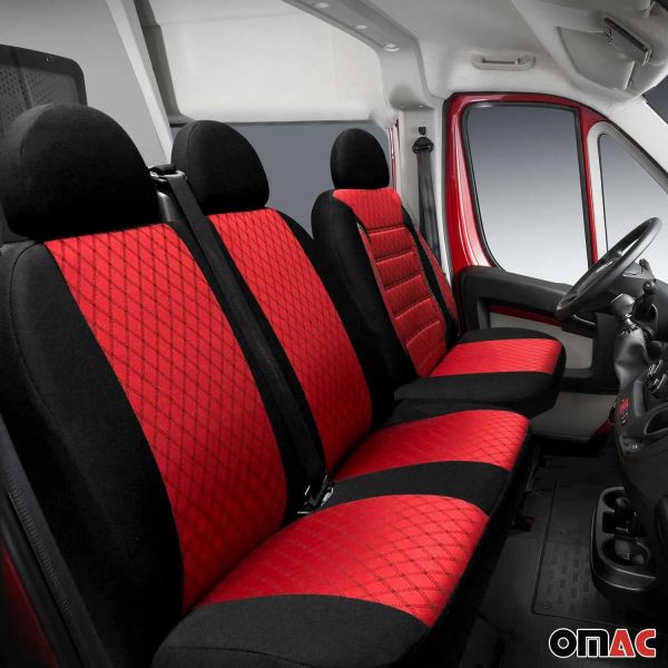 2006-2025 Mercedes Sprinter W906 W907 Front Car Seat Covers Black Red 2+1 Hot on Sale