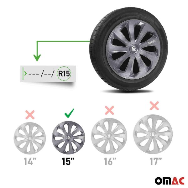 Sicilia Hub Caps Wheel Cover 15  Grey Carbon Full Set 4 pcs. Online Hot Sale - Image 3