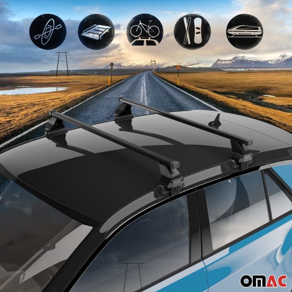 2016-2021 Honda Civic Roof Rack Cross Bars Black Hot on Sale - Image 2