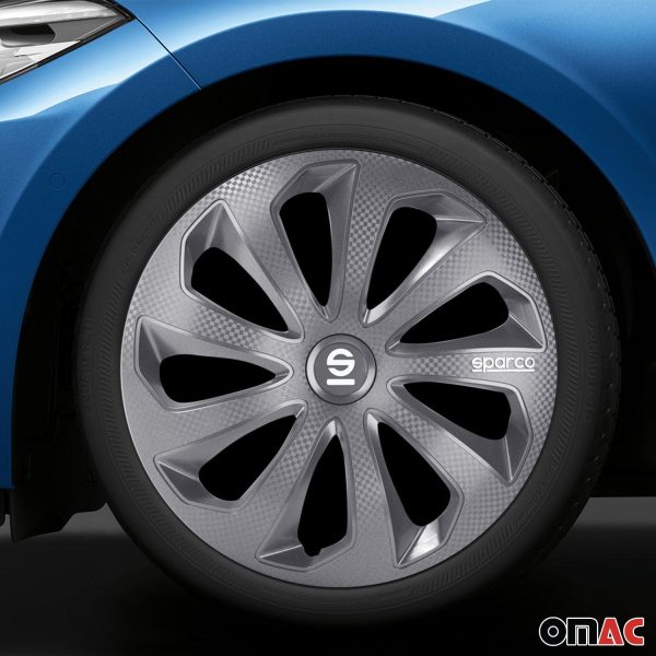 Sicilia Hub Caps Wheel Cover 15  Grey Carbon Full Set 4 pcs. Online Hot Sale - Image 2