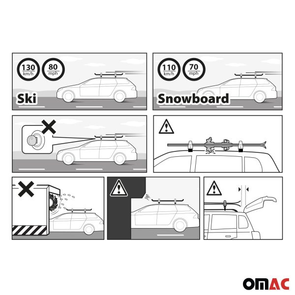 Menabo Clamby 4 Ski Rack Roof Rack Ski Snowboards Fixing Kit Sale - Image 4