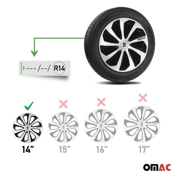Sicilia Hub Caps Wheel Cover 14  Silver Carbon & Black Full Set 4 pcs. Fashion - Image 3