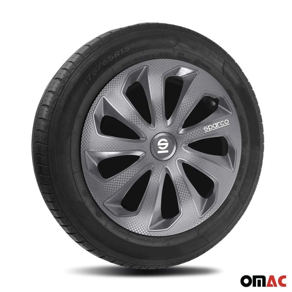 Sicilia Hub Caps Wheel Cover 15  Grey Carbon Full Set 4 pcs. Online Hot Sale - Image 5