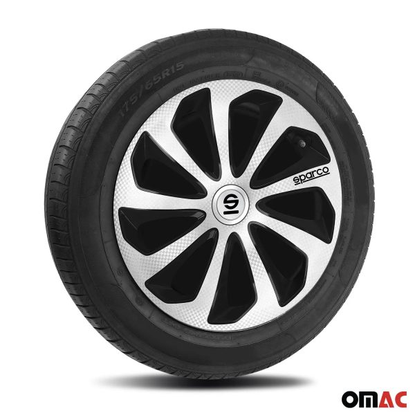 Sicilia Hub Caps Wheel Cover 14  Silver Carbon & Black Full Set 4 pcs. Fashion - Image 5