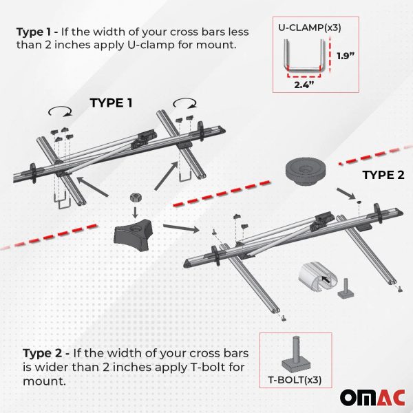 2015-2022 RAM ProMaster City Bike Rack Carrier Roof Racks Set Silver 3Pcs on Sale - Image 4