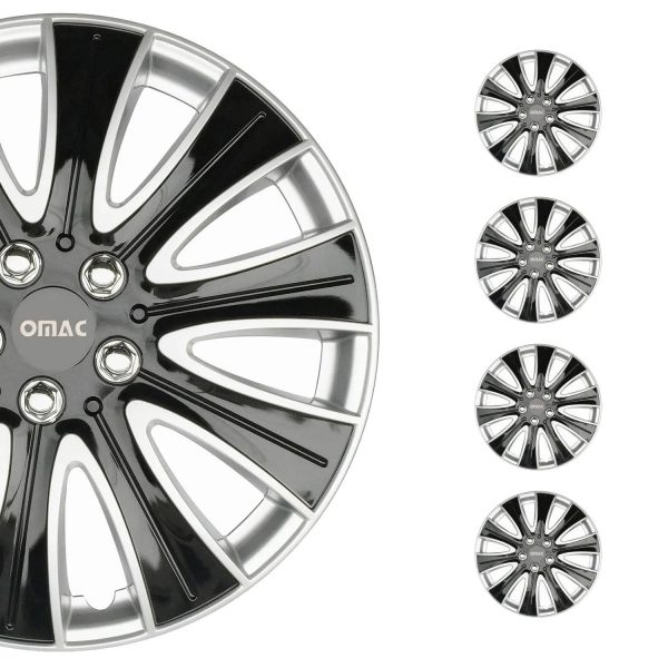 Pisa Hub Caps Wheel Cover 14  Black & Silver Full Set 4 pcs. For Cheap