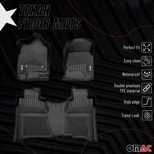 2015-2019 Chevrolet Silverado 1500 CrewCab 2014-2018   2500HD 3500HD CrewCab Premium Floor Mats Liners First and Second Row Set Online now - Image 2