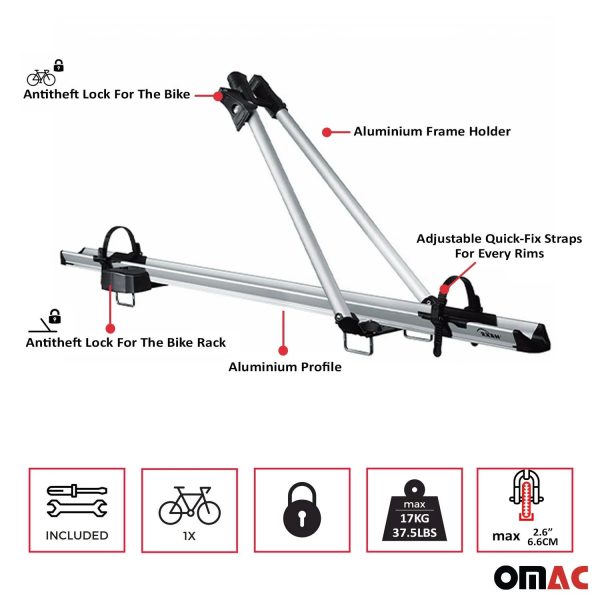 2015-2022 RAM ProMaster City Bike Rack Carrier Roof Racks Set Silver 3Pcs on Sale - Image 5