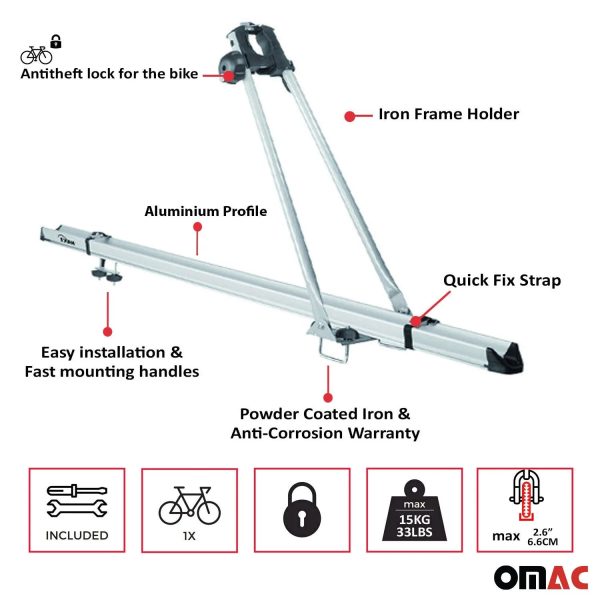 2007-2013 BMW X5 E70 Bike Rack Carrier Roof Racks Set Alu Silver 3Pcs Fashion - Image 5